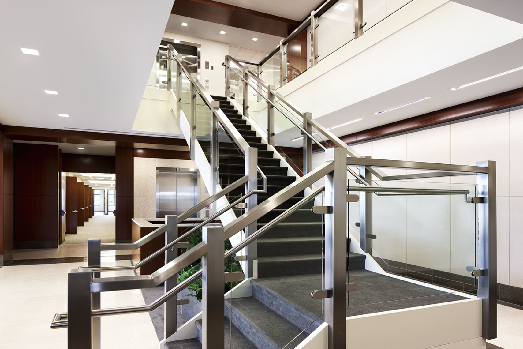 architectural photograph of ab office building interior staircase by Dan Poyourow