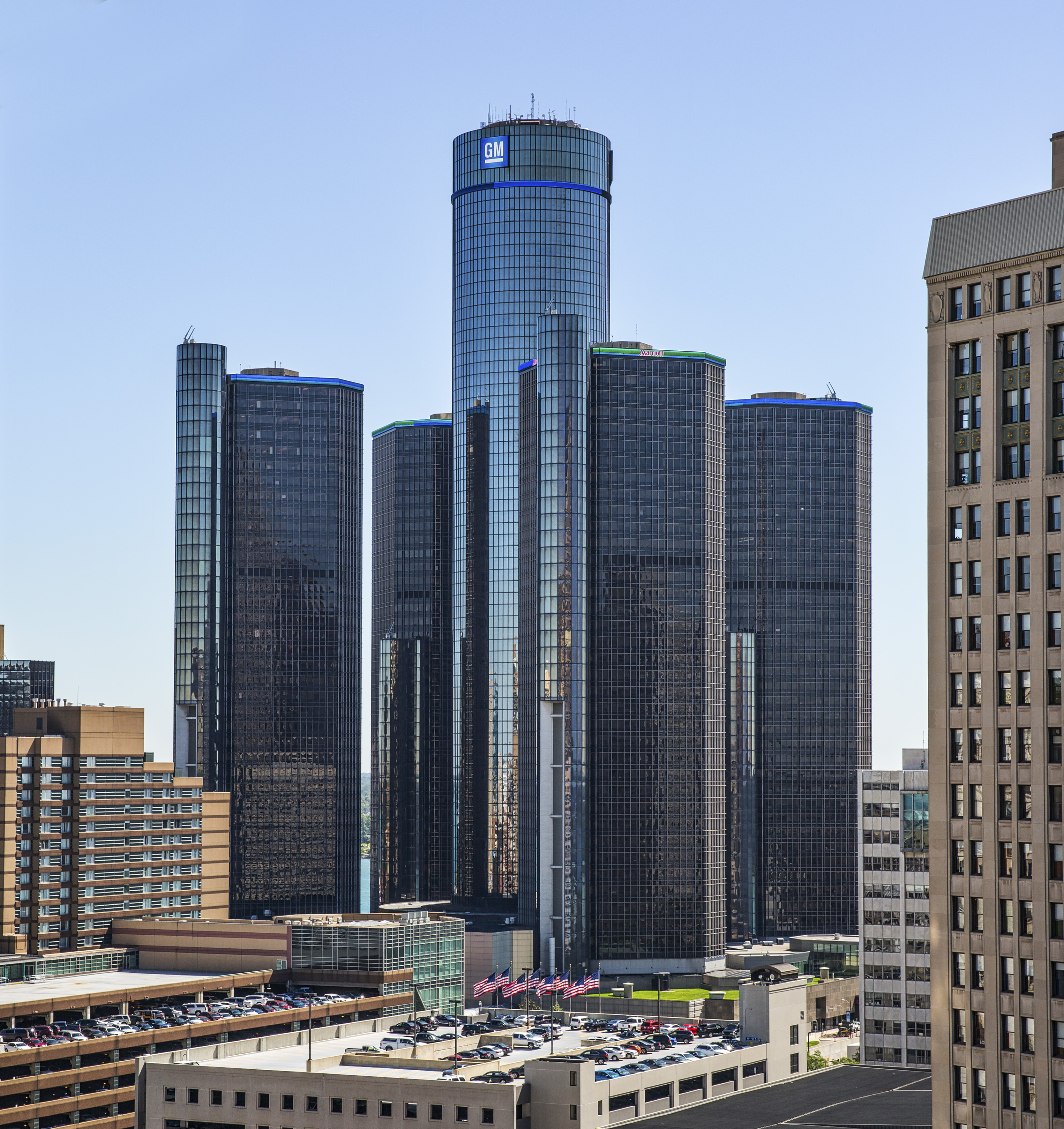architectural photograph of the GM Bldg. in Detroit, MI