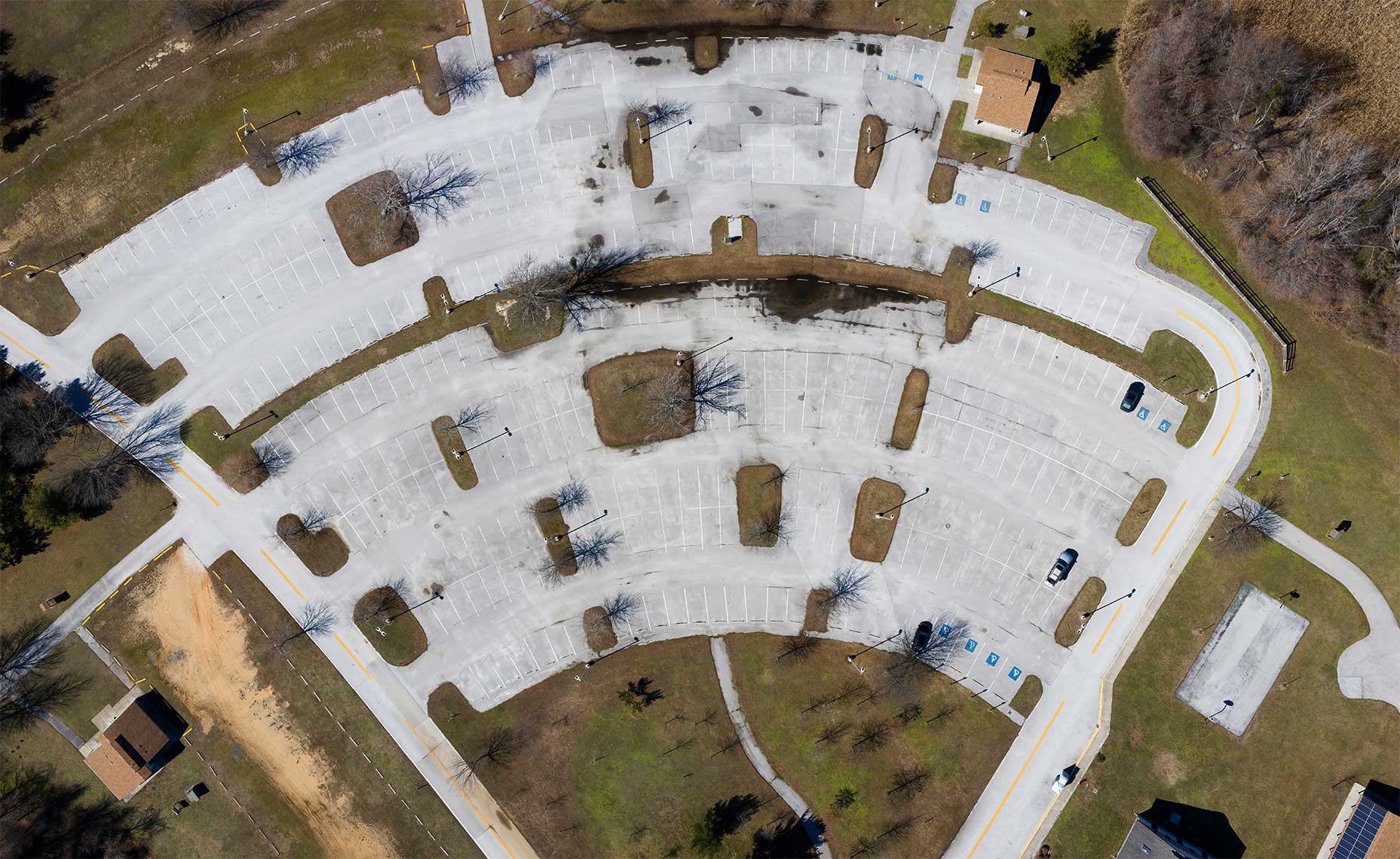 Drone aerial of parking lot